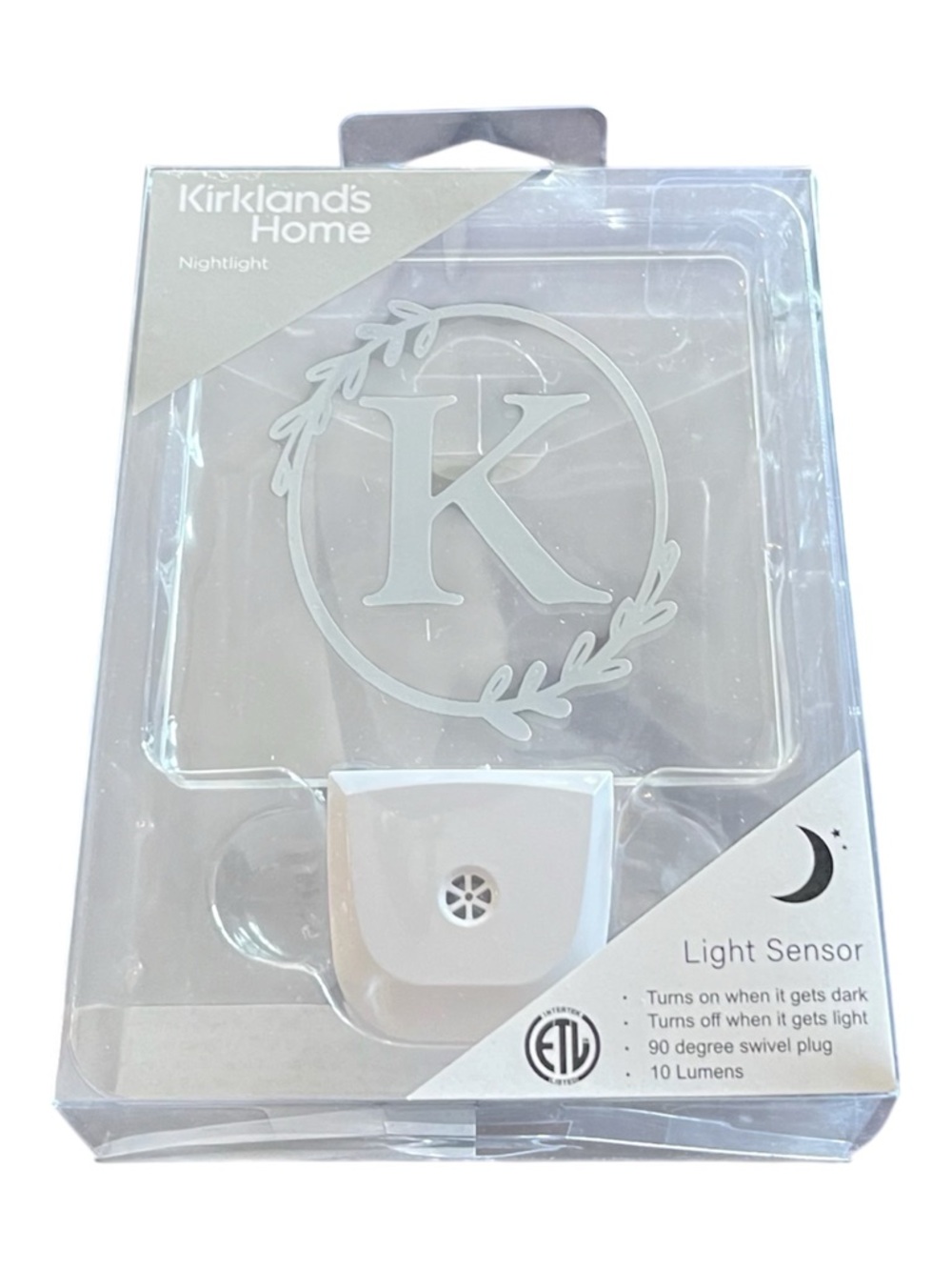 Kirkland's Home White LED Nightlight with Monogram K Accent